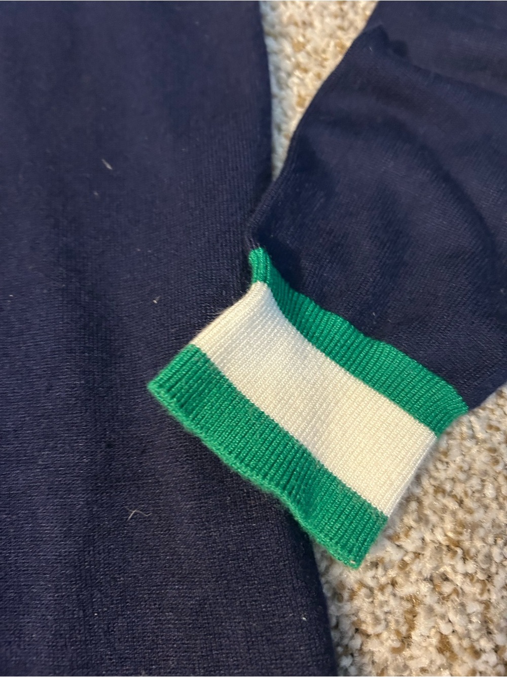 Daniel Cremieux Navy Sweater Dress with Green and White Trim - Picture 2 of 4